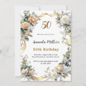 Goldgelbe Blumen Band Geburtstag Einladung (Vorderseite)