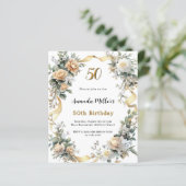 Goldgelbe Blumen Band Geburtstagseinladung (Stehend Vorderseite)