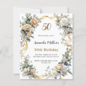 Goldgelbe Blumen Band Geburtstagseinladung (Vorderseite)