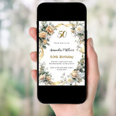 Goldgelbe Blumen Band Luxus Geburtstag Einladung