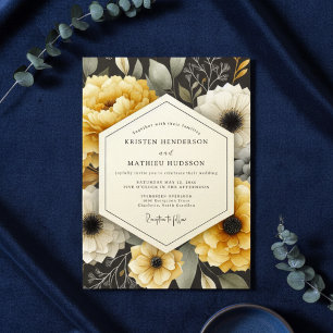 Goldgelbe Blumen Hochzeit im Herbst Einladung