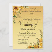 Goldgelbe Blumen Hochzeitssuite Einladung (Vorderseite)