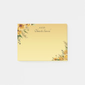 Goldgelbe Blumen Hochzeitssuite Post-it Klebezettel (Vorderseite)