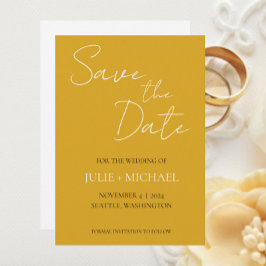 Goldgelbe, einfache Hochzeit Save The Date