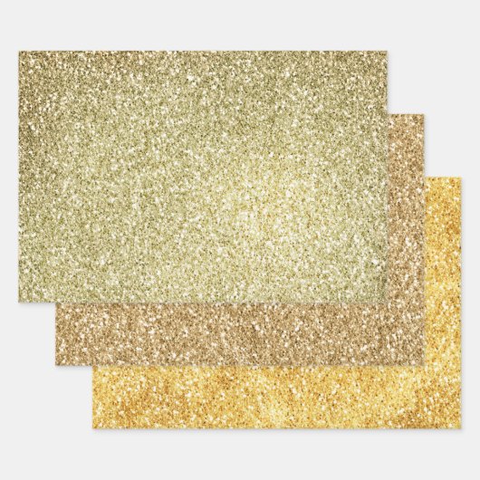 Goldgelbe Glitzy Glitzer Sparkone Geschenkpapier Set (Set)