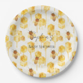 Goldgelbe Honigbienen Baby Shower Pappteller (Vorderseite)
