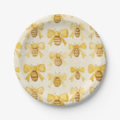Goldgelbe Honigbienen Bögen Geburtstag Pappteller (Vorderseite)