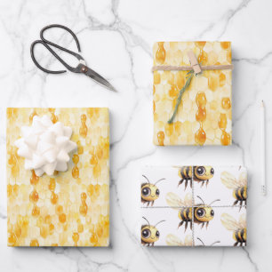 Goldgelbe Honigbienen Geburtstag Geschenkpapier Set