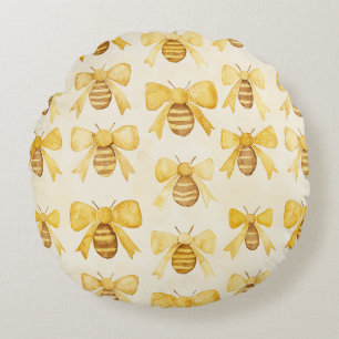 Goldgelbe Honigbienen Honigwaben Rundes Kissen