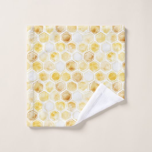 Goldgelbe Honigwabe Badhandtuch Set (Waschlappen)