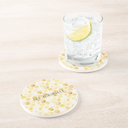 Goldgelbe Honigwabe Getränkeuntersetzer (Seite)