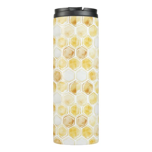 Goldgelbe Honigwabe Thermosbecher (Rückseite)