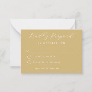 Goldgelbe Minimalistische Hochzeitkarte Mitteilungskarte