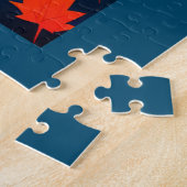 Goldgelbe orangefarbene Blätter im marineblauen Hi Puzzle (Seite)