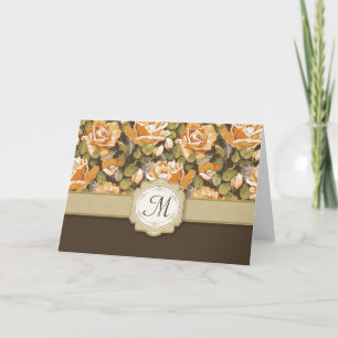 Goldgelbe Rosen auf Brown mit Monogramm