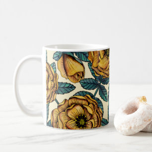 Goldgelbe Rosen - Florales Vintage-Design Kaffeetasse
