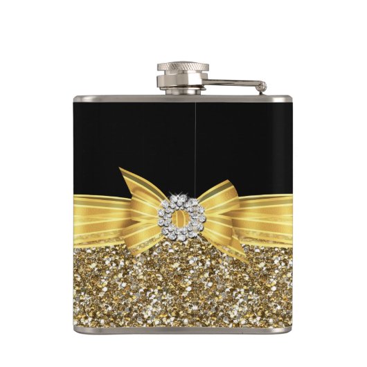 Goldgelbe schwarze Diamant-Hochzeitseife-Verlobung Flachmann (Rückseite)