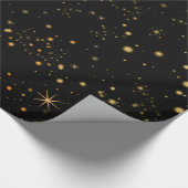 Goldgelbe Sterne Schwarzer Night Sky Geschenkpapier (Ecke)