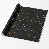 Goldgelbe Sterne Schwarzer Night Sky Geschenkpapier (Ungerollt)