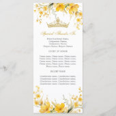Goldgelbe Tiara Floral Quinceañera Programm (Rückseite)