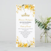 Goldgelbe Tiara Floral Quinceañera Programm (Stehend Vorderseite)