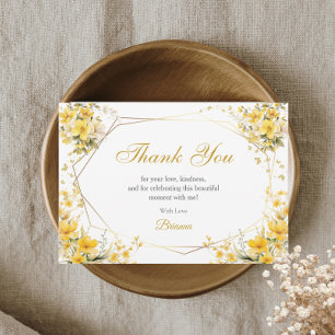 Goldgelbe Tiara Florale Butterfly Quinceañera Dankeskarte