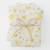 Goldgelbe Wasserfarbe & Glitzerherzen Geschenkpapier Set (Beispiel)