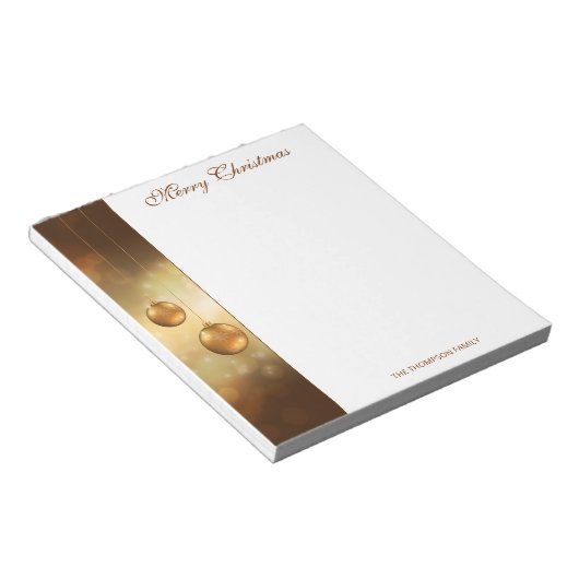 goldgelbe Weihnachtsbaumchen mit eigenem Text Notizblock (angewinkelt)