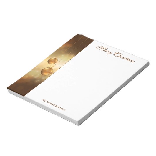 goldgelbe Weihnachtsbaumchen mit eigenem Text Notizblock (Rotiert)