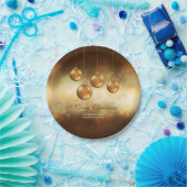 goldgelbe Weihnachtsbaumchen mit eigenem Text Pappteller (Party)