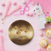 goldgelbe Weihnachtsbaumchen mit eigenem Text Pappteller (Party)