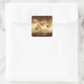 goldgelbe Weihnachtsbaumchen mit eigenem Text Quadratischer Aufkleber (Tasche)