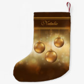 Goldgelbe Weihnachtsbaumchen mit Individuelle Name Kleiner Weihnachtsstrumpf (Rückseite)