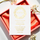 Goldgelber Blumenreath Folieneinladung