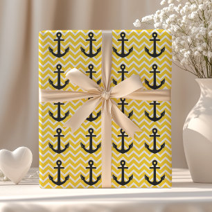 Goldgelber Chevron-Anker Geschenkpapier
