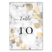 Goldgelber Marmor beim Hochzeitsstich Tischnummer (Rückseite)
