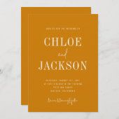 Goldgelber Mustard Custom QR Code Wedding Einladung (Vorne/Hinten)