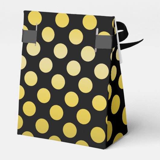 Goldgelber Polka-Dot auf schwarz Geschenkschachtel (Rückseite)