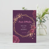 goldgelber Rahmen mit Blume auf Bordeaux (Stehend Vorderseite)