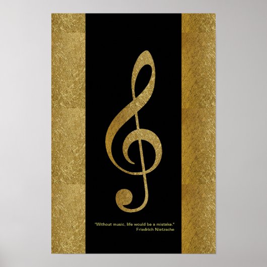 goldgelber Treppenstil mit musikalischer Note Poster (Vorne)