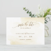 Goldgelber Wash und Kalligrafie Minimale Hochzeit Save The Date (Stehend Vorderseite)