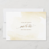Goldgelber Wash und Kalligrafie Minimale Hochzeit Save The Date (Rückseite)