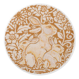 Goldgelber, weißer Kaninchenzieher Keramikknauf