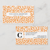 Goldgelber weißer Leopard, Tierdruckmonogramm Visitenkarte (Vorne/Hinten)