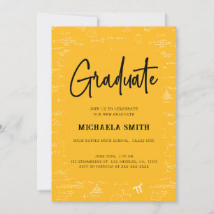 Goldgelbes Abschluss-Mathematik-Foto Abitur Einladung