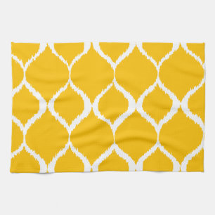 Goldgelbes geometrisches Ikat-Stammesdruckmuster Geschirrtuch