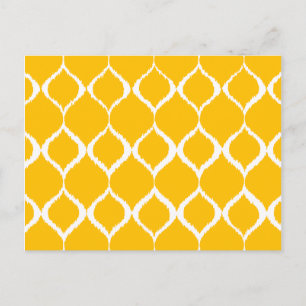 Goldgelbes geometrisches Ikat-Stammesdruckmuster Postkarte