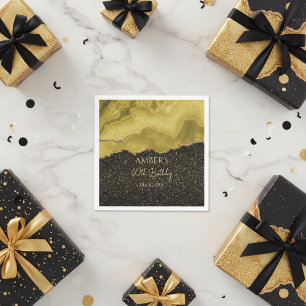 Goldgelbes Gold-Glitter-Watercolor-Abstrakt Serviette