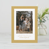 Goldgelbes Herringbone-Rahmen Weihnachts-Foto Feiertagskarte (Stehend Vorderseite)