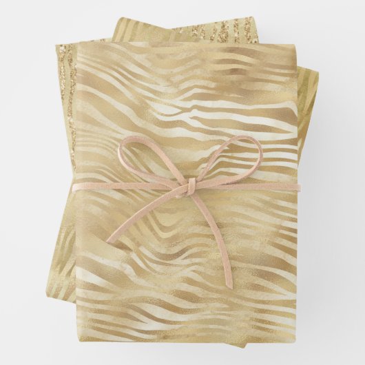 Goldgelbes weißes Ombre Zebra Geschenkpapier Set (Beispiel)